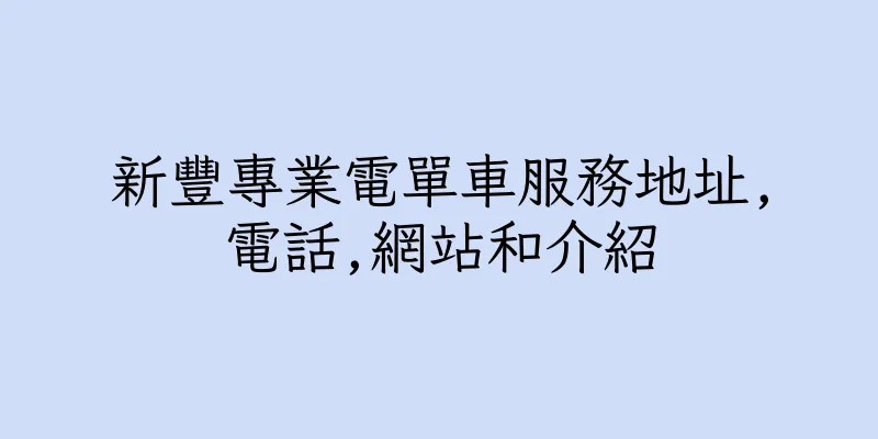 香港新豐專業電單車服務地址,電話,網站和介紹